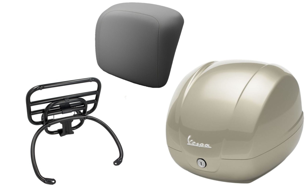 Topcase kit 36L beige (Q01), luggage rack black for Vespa GTS 125/300/310