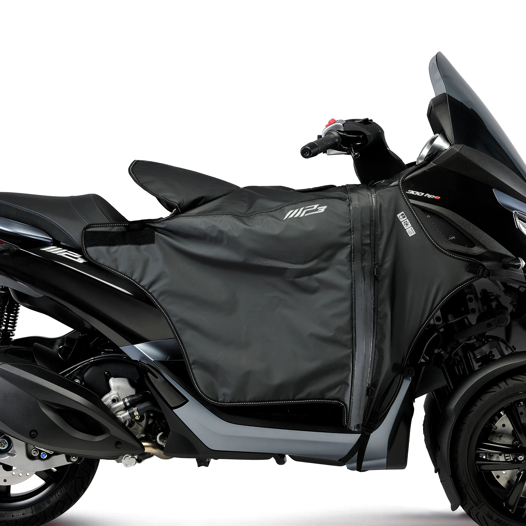 Heated rider leg protection for Piaggio MP3 HPE 300 /Sport (19-23)