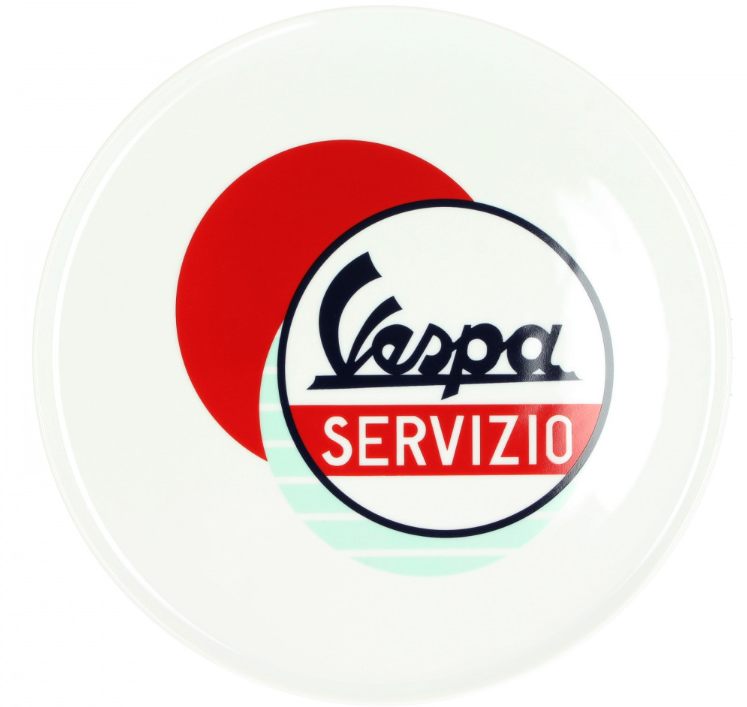 Vespa plate Servizio white red