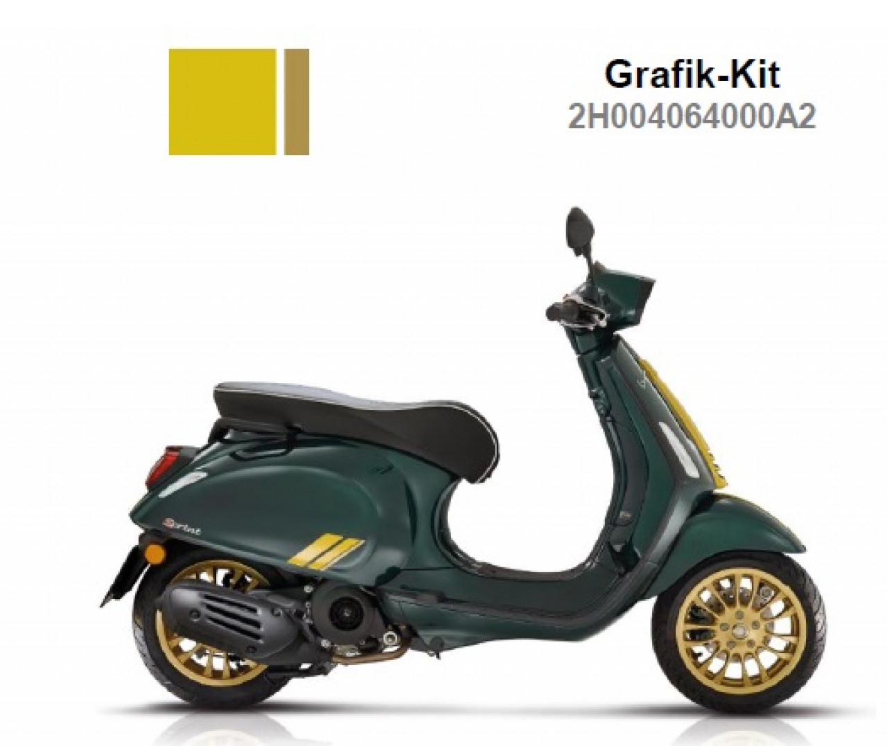 Decal set, for top case, yellow, Racing Sixties, Vespa Sprint