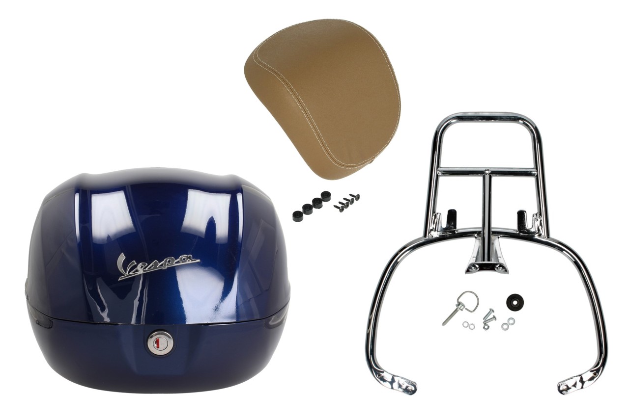 Topcase Kit 32L dark blue (289/A), back cushion beige for Vespa Primavera