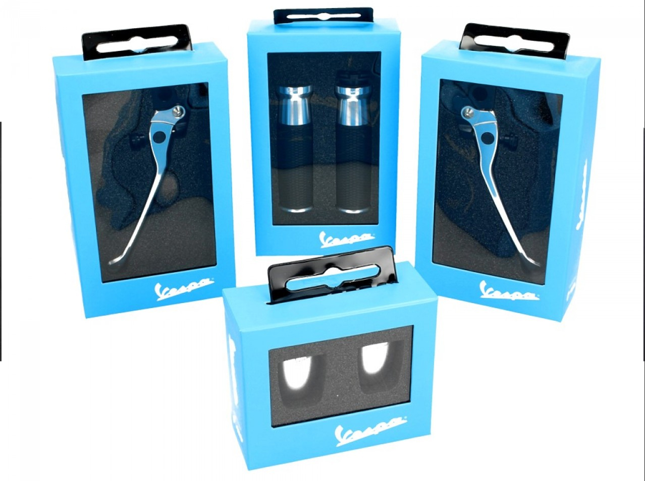 Handlebar kit, aluminum, anodized, set handles, levers and bar ends for Vespa GTS
