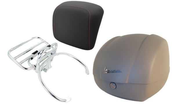 Topcase kit 36L beige matt (Q03), luggage rack chrome for Vespa GTS 125/300/310